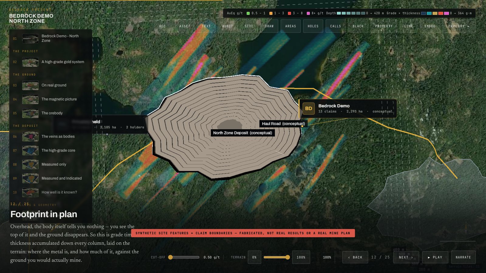 The land package seen in plan, each surrounding holder's tenure dissolved into a single outline and named on its own ground.